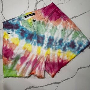 Tractr Women's High Waist Tie-Dye Cutoff Shorts Summer Garden Girl Boho 26 Coton